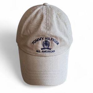 Vintage Tommy Hilfiger 100% Cotton All American Cap 2002 Beige Embroidered